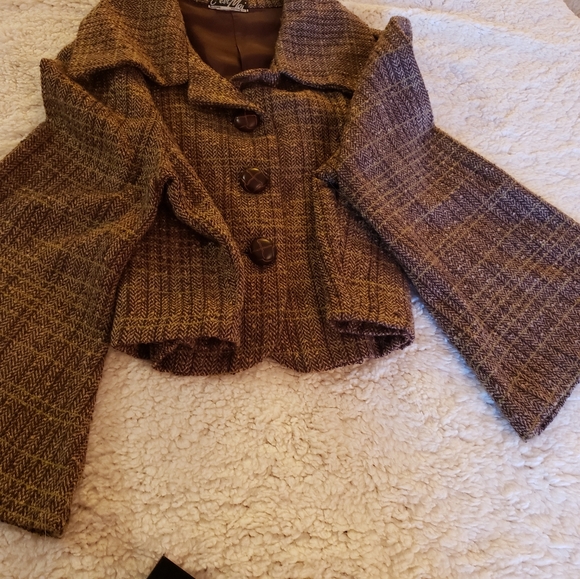 Vintage Swing  flare crop plaid bell sleeve spring … - Picture 6 of 8